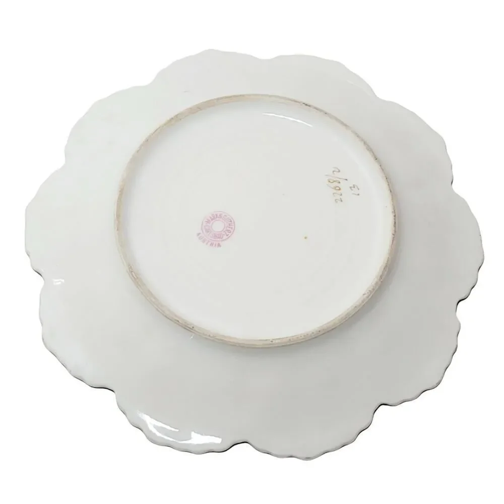 Vtg Marx & Gutherz Carlsbad Austria Fluted Edges HandPainted Floral Trinket Dish